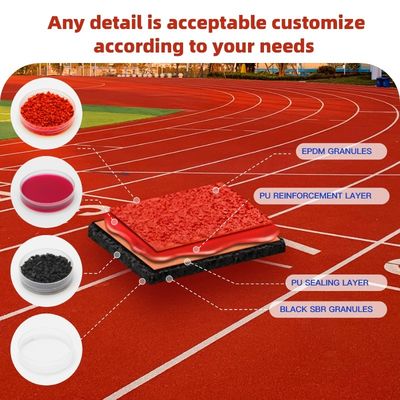 Long Lasting 13-25 mm Sandwich Plastic Running Track with 10-Years Warranty for Track and Field